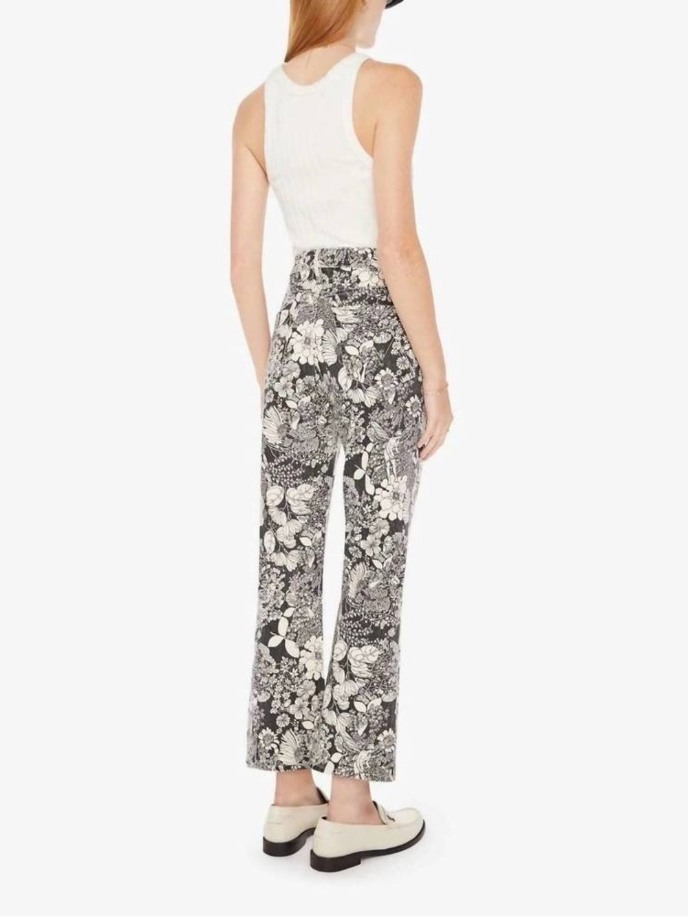 MOTHER Hustler Ankle Jeans in French Fairy Tale | Black & White Floral